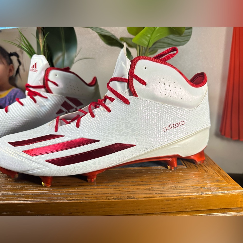 Adizero men football cleats size 17 new red and white - Picture 4 of 9
